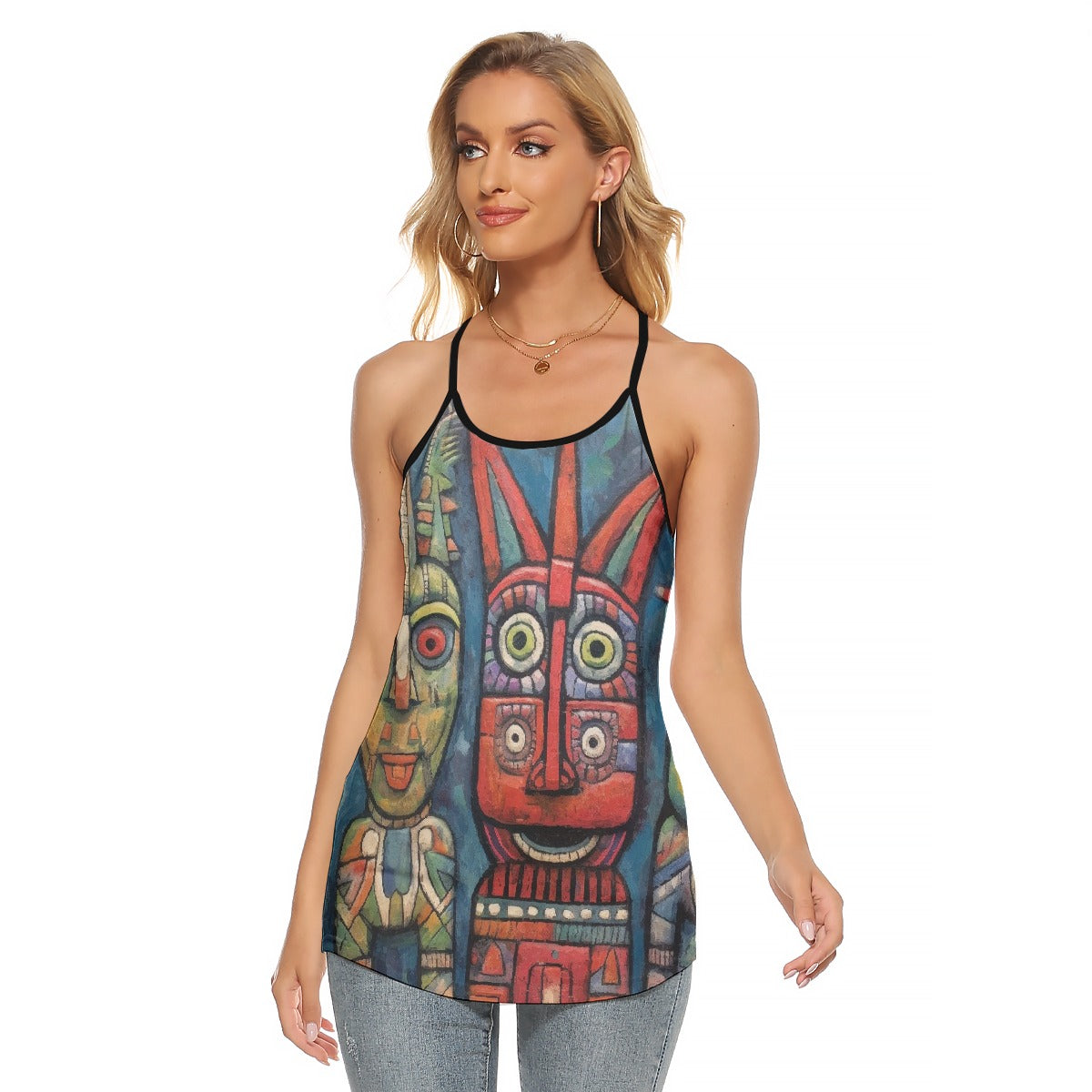 All-Over Print Women's Criss-Cross Open Back Tank Top