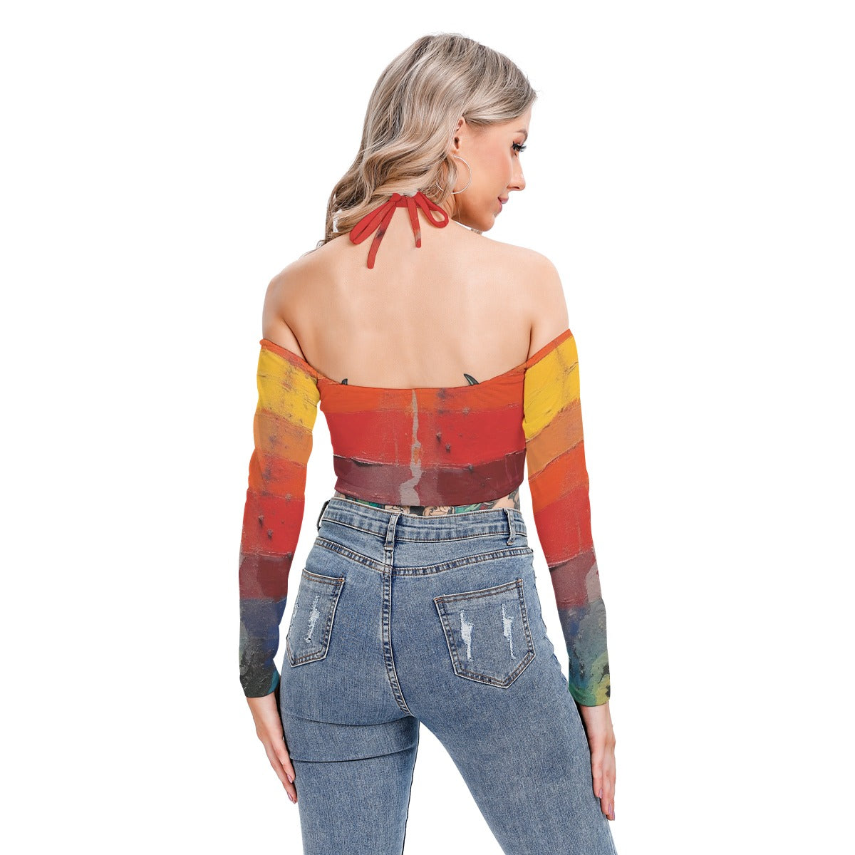 All-Over Print Women's Halter Lace-up Top