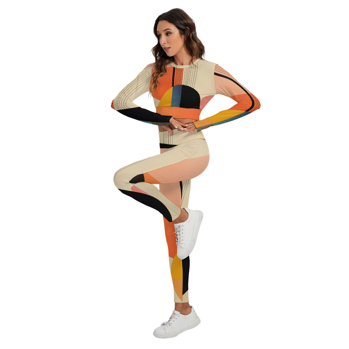 All-Over Print Women's Sport Set With Backless Top And Leggings