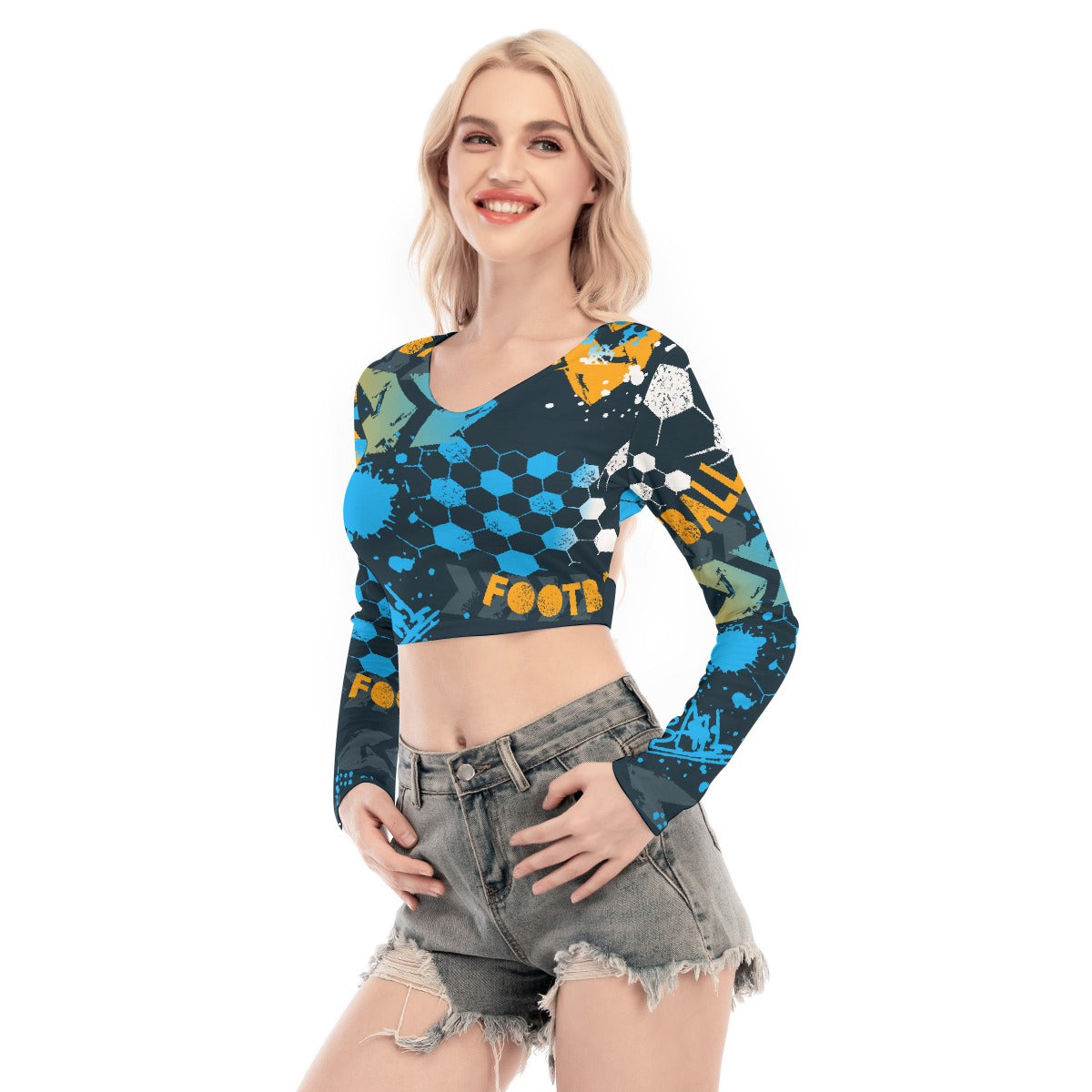 All-Over Print Women's Back Hollow T-shirt With Strap