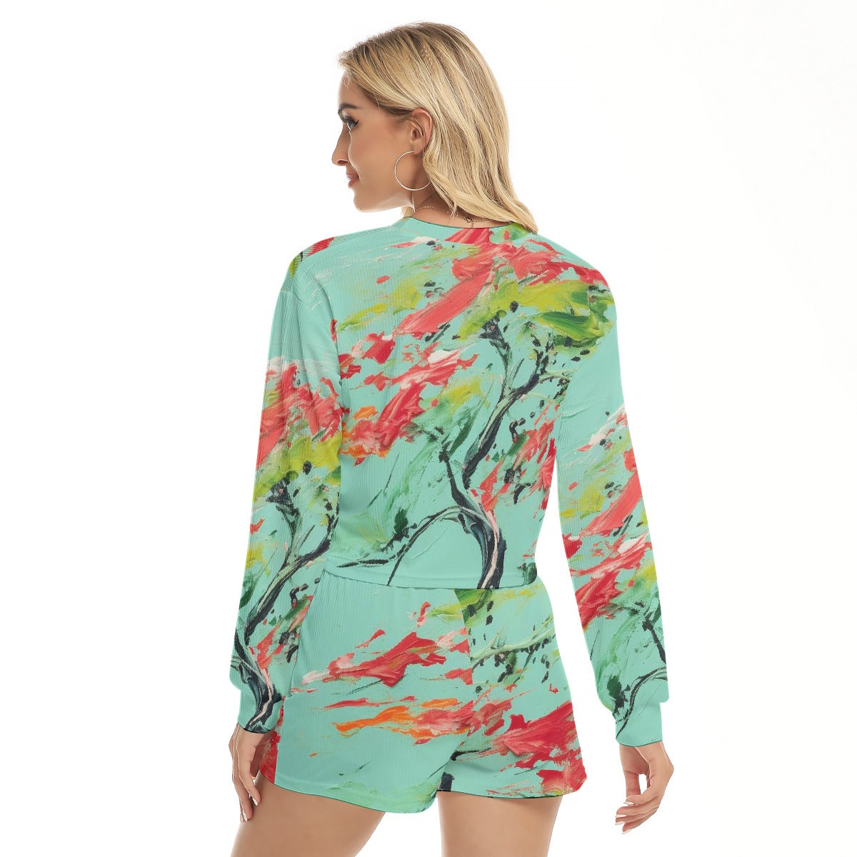 All-Over Print Women's Short Sweatshirt And Pants Suit
