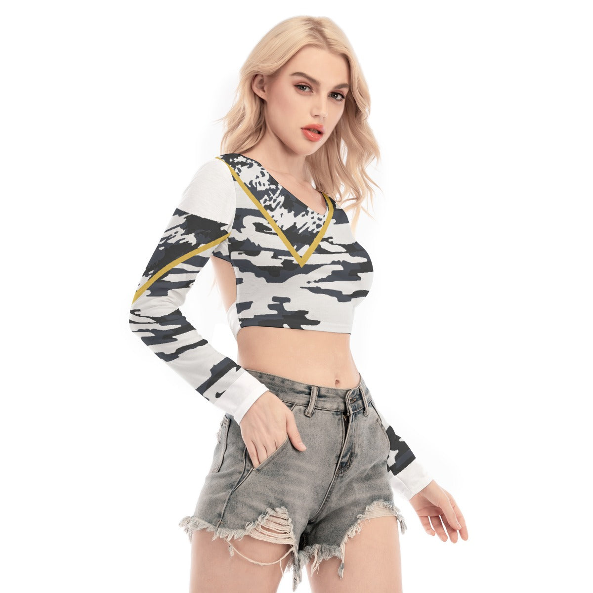 All-Over Print Women's Back Hollow T-shirt With Strap