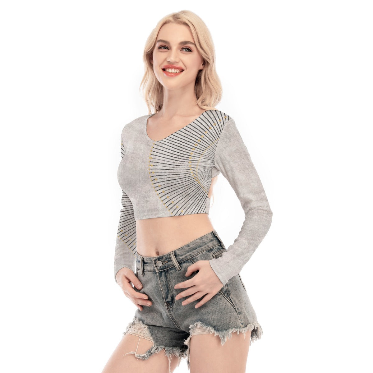 All-Over Print Women's Back Hollow T-shirt With Strap