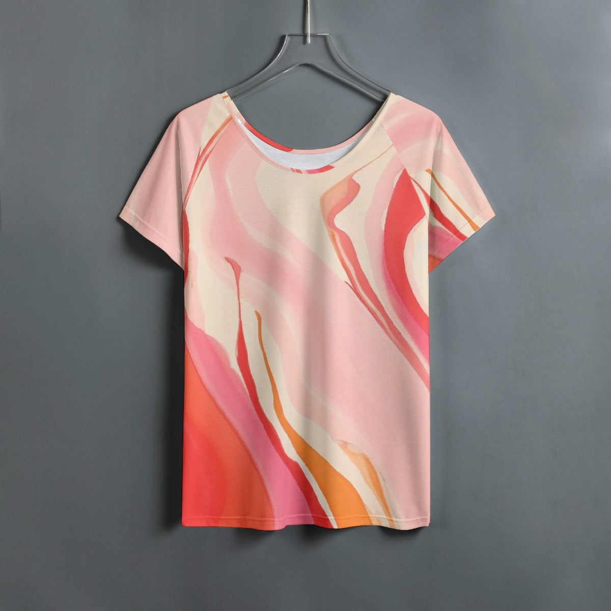 All-Over Print Women's Round Neck T-shirt With Raglan Sleeve