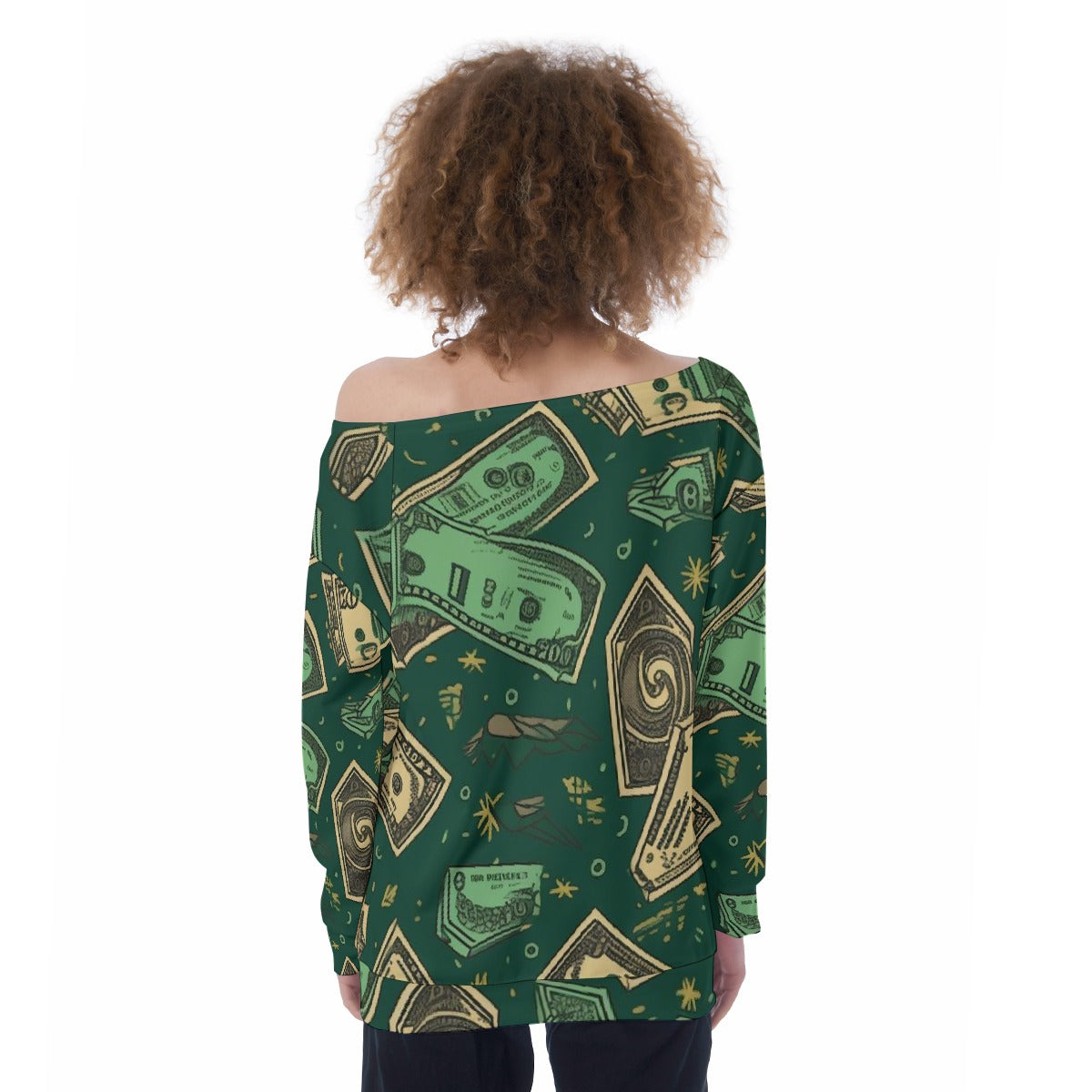 All-Over Print Oversized Women's Off-Shoulder Sweatshirt