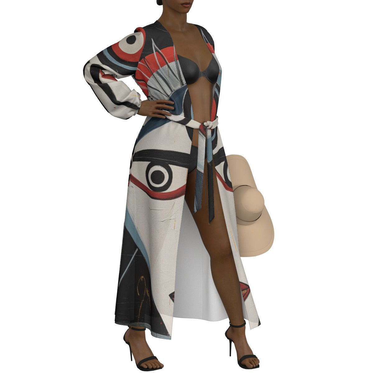 All-Over Print Women's Lace-up Chiffon Robe