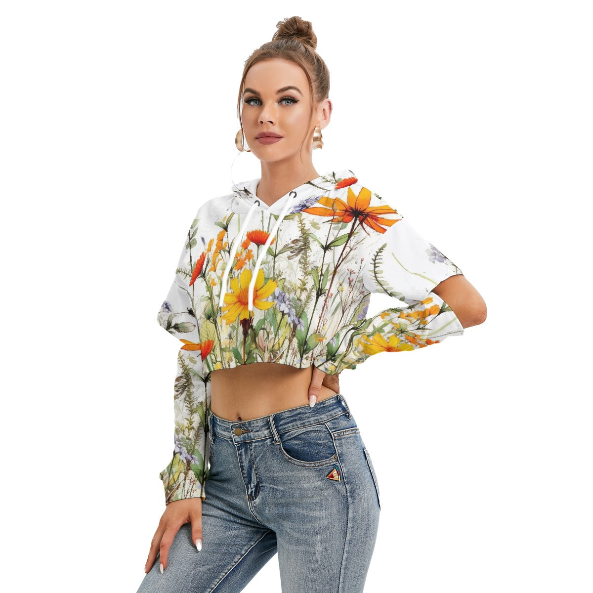 All-Over Print Women's Heavy Fleece Hoodie With Hollow Out Sleeve