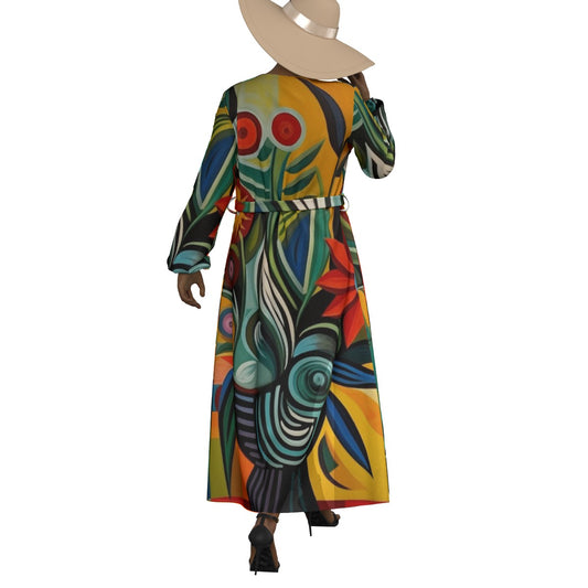 All-Over Print Women's Lace-up Chiffon Robe