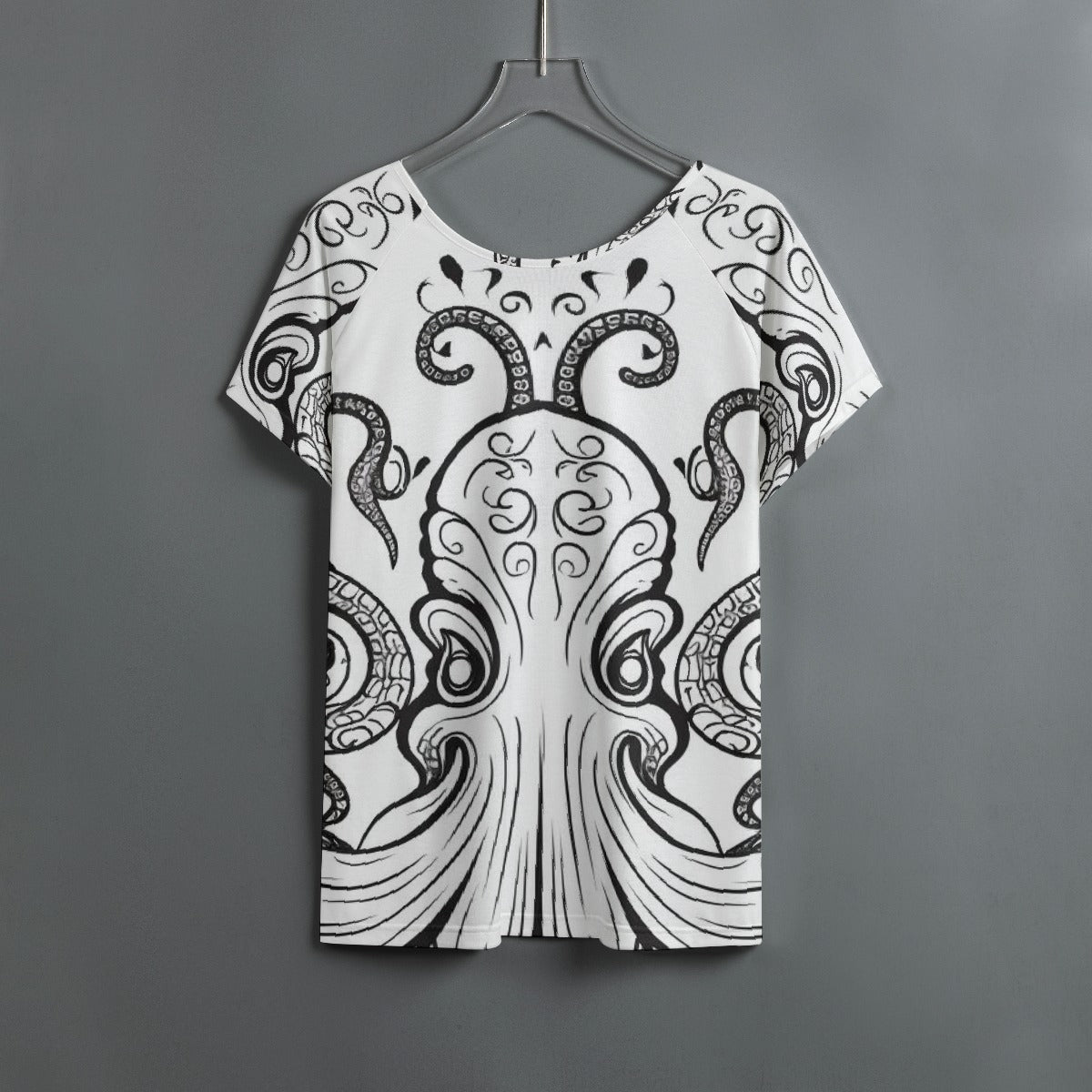 All-Over Print Women's Round Neck T-shirt With Raglan Sleeve