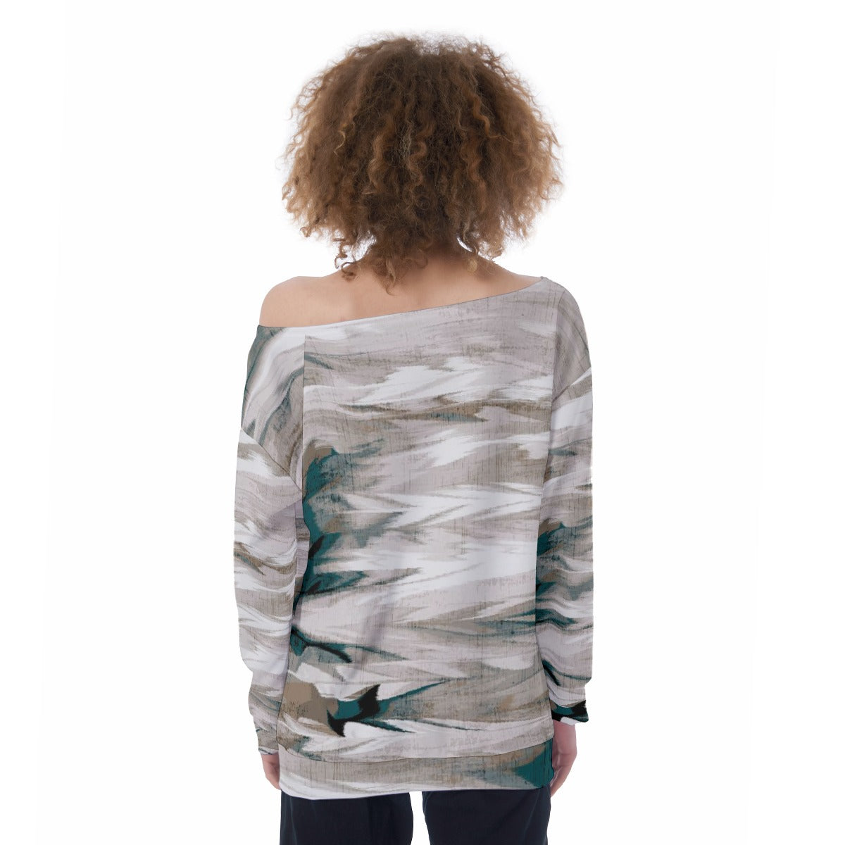 All-Over Print Oversized Women's Off-Shoulder Sweatshirt