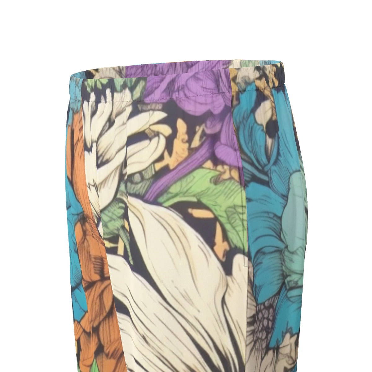 All-Over Print Women's Long Sleeve Pajama Set With Black Contrast Piping