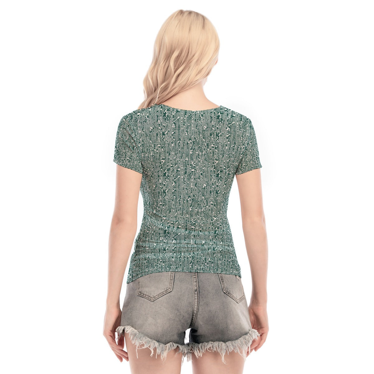 All-Over Print Women's Short Sleeve Mesh Blouse