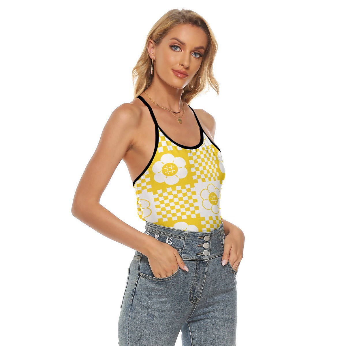 All-Over Print Women's Criss-Cross Open Back Tank Top
