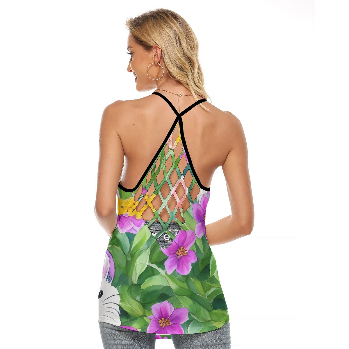 All-Over Print Women's Criss-Cross Open Back Tank Top