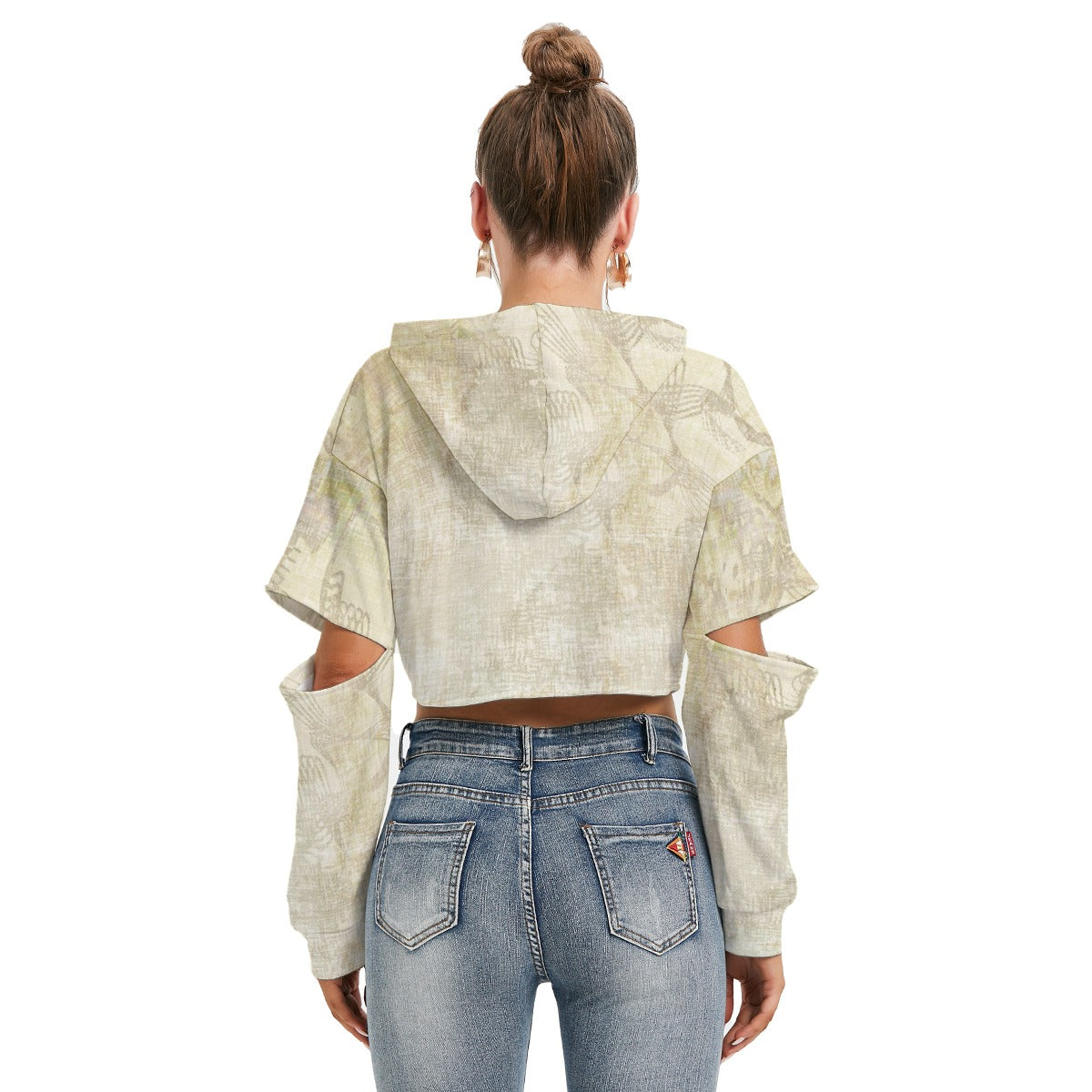 All-Over Print Women's Heavy Fleece Hoodie With Hollow Out Sleeve