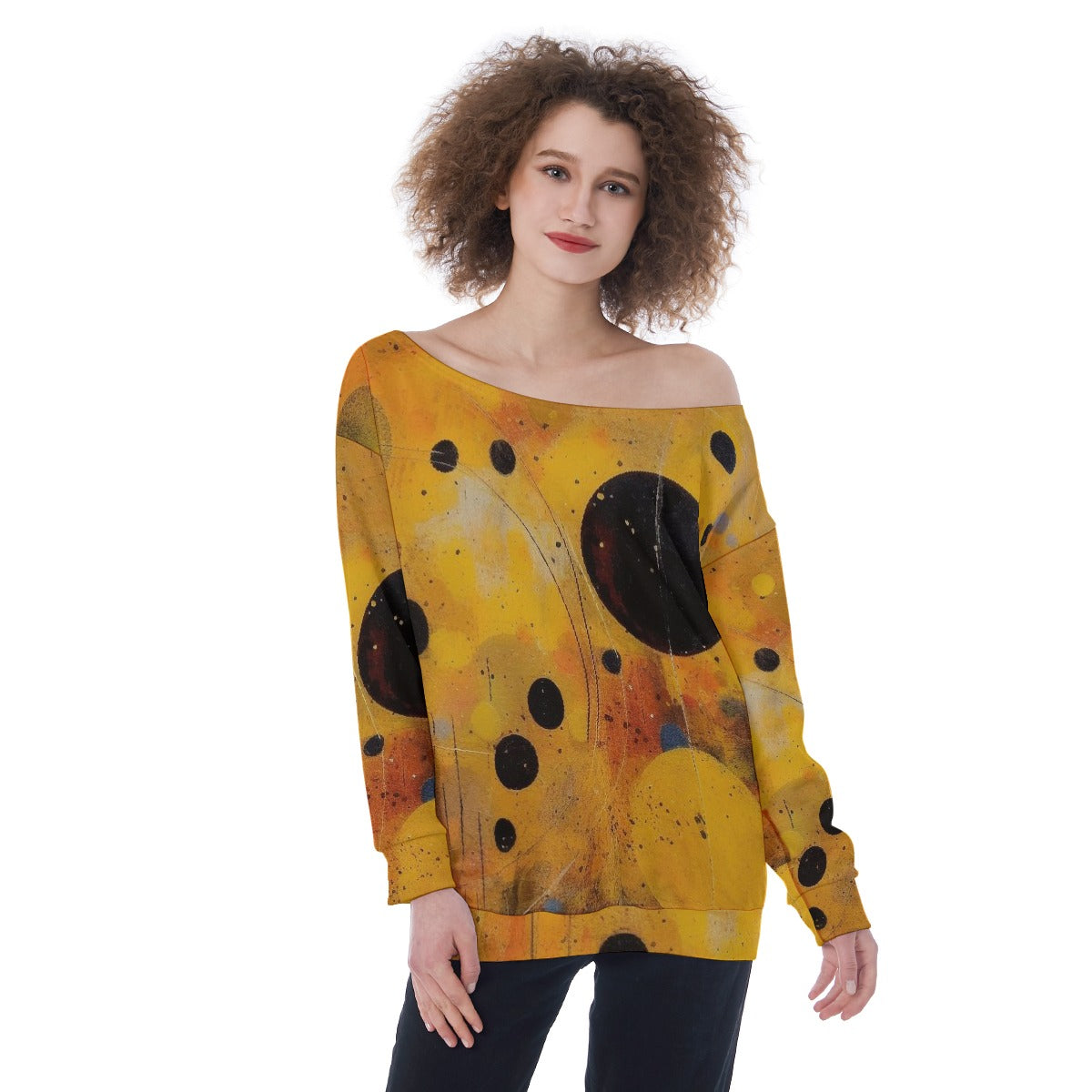 All-Over Print Oversized Women's Off-Shoulder Sweatshirt