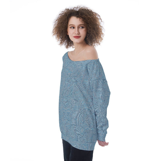 All-Over Print Oversized Women's Off-Shoulder Sweatshirt