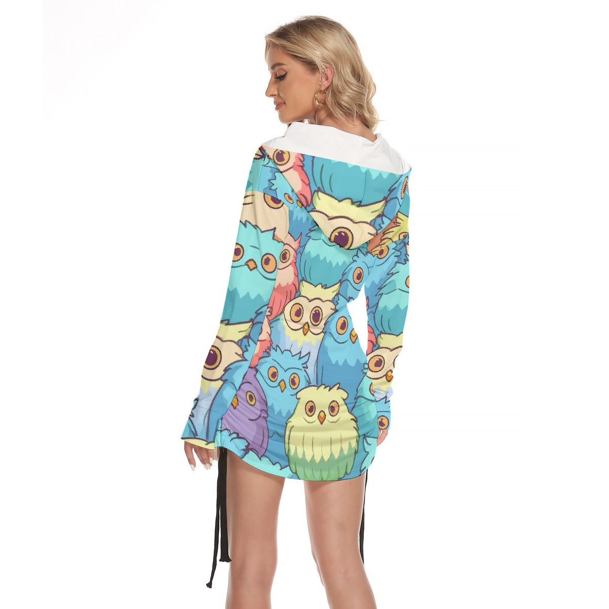 All-Over Print Women's One-shoulder Dress With Waist Shirring