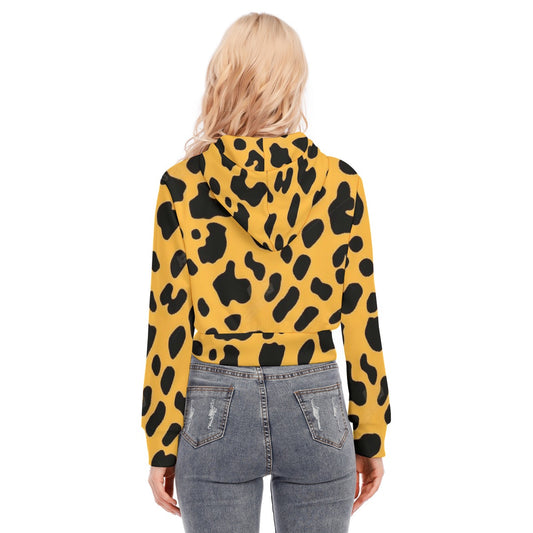 All-Over Print Women's Crop Top Hoodie With Zipper Closure