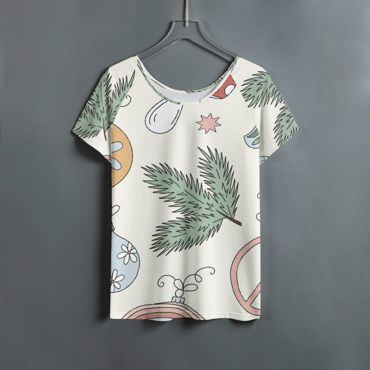 All-Over Print Women's Round Neck T-shirt With Raglan Sleeve