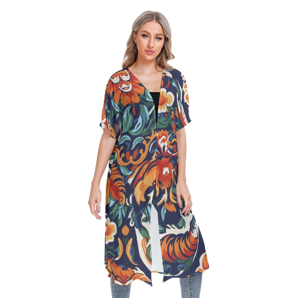 All-Over Print Women's Short Sleeve Cardigan