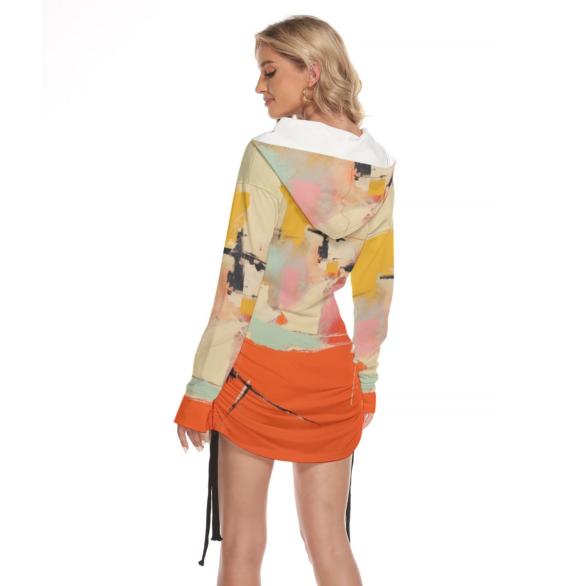 All-Over Print Women's One-shoulder Dress With Waist Shirring