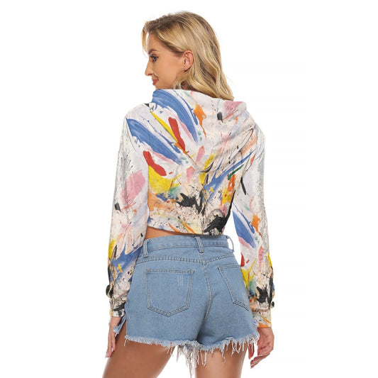 All-Over Print Women's Crop Top Hoodie|Velvet
