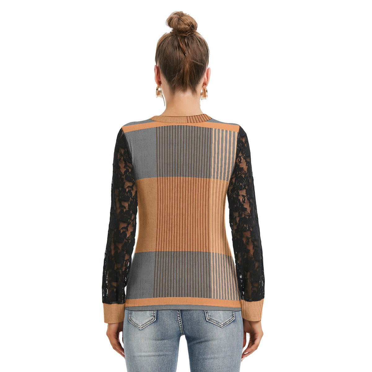 All-Over Print Women's T-shirt And Sleeve With Black Lace