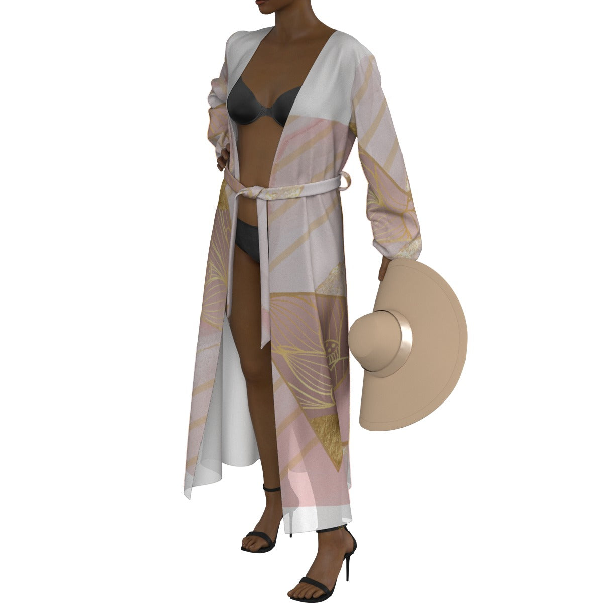 All-Over Print Women's Lace-up Chiffon Robe