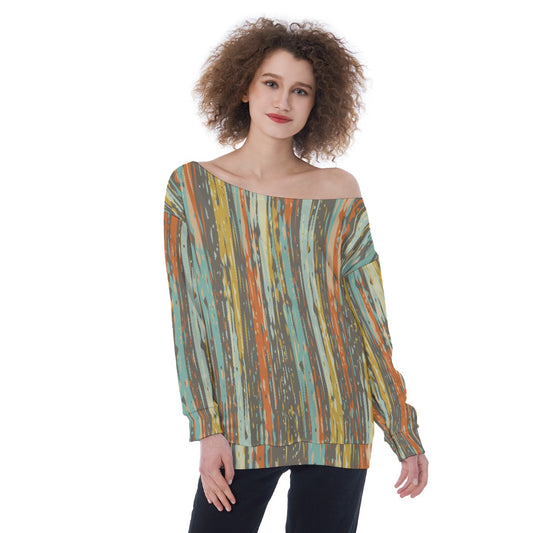 All-Over Print Oversized Women's Off-Shoulder Sweatshirt