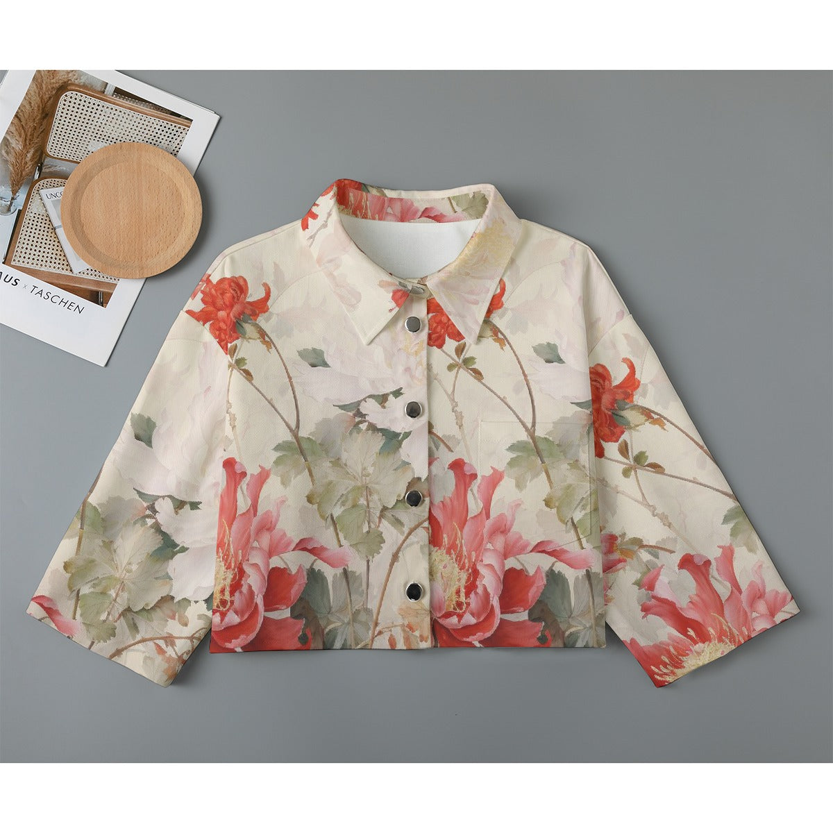 All-Over Print Women's Cropped Jacket | 245GSM Cotton