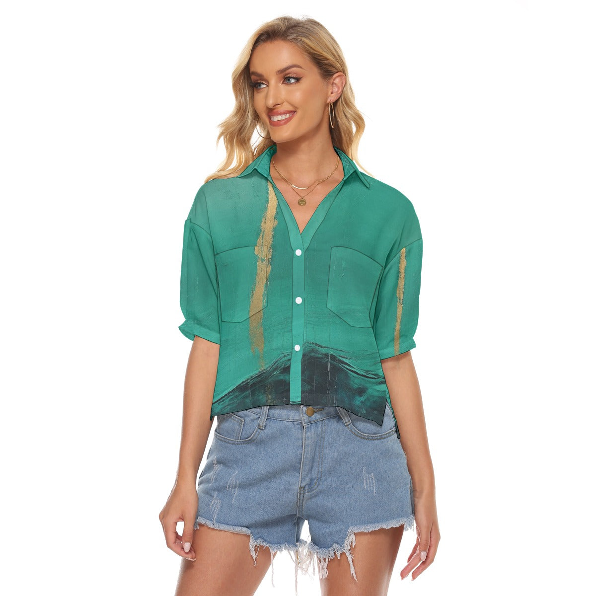 All-Over Print Women's V-neck Shirts