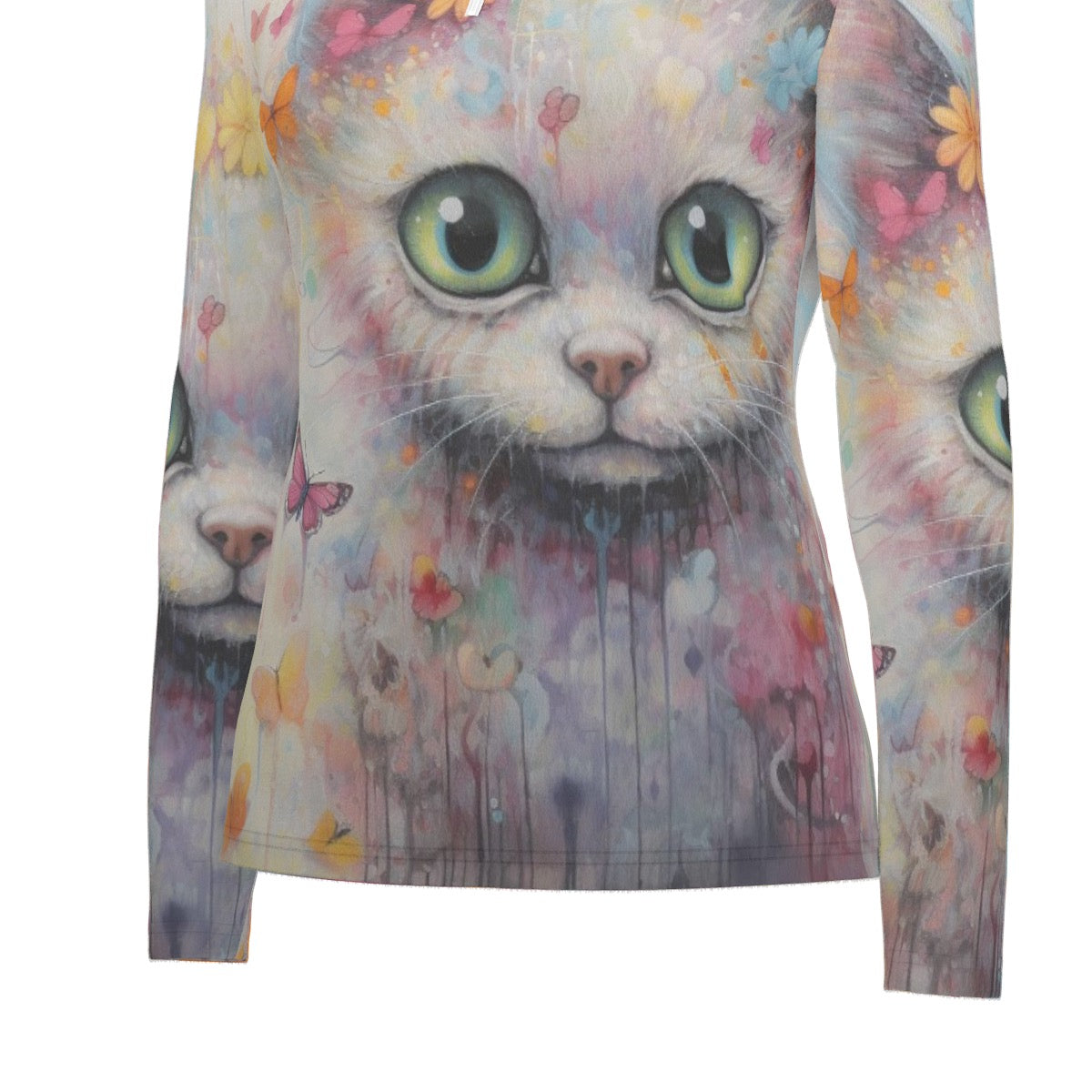 All-Over Print Women's Sports Collar Jersey With Long Sleeve