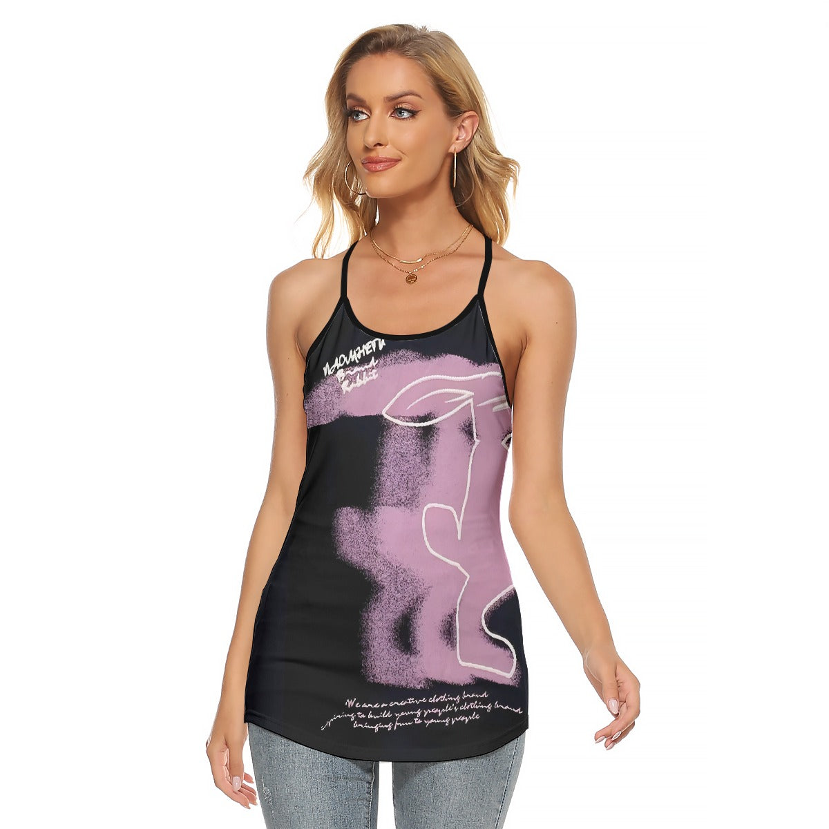 All-Over Print Women's Criss-Cross Open Back Tank Top