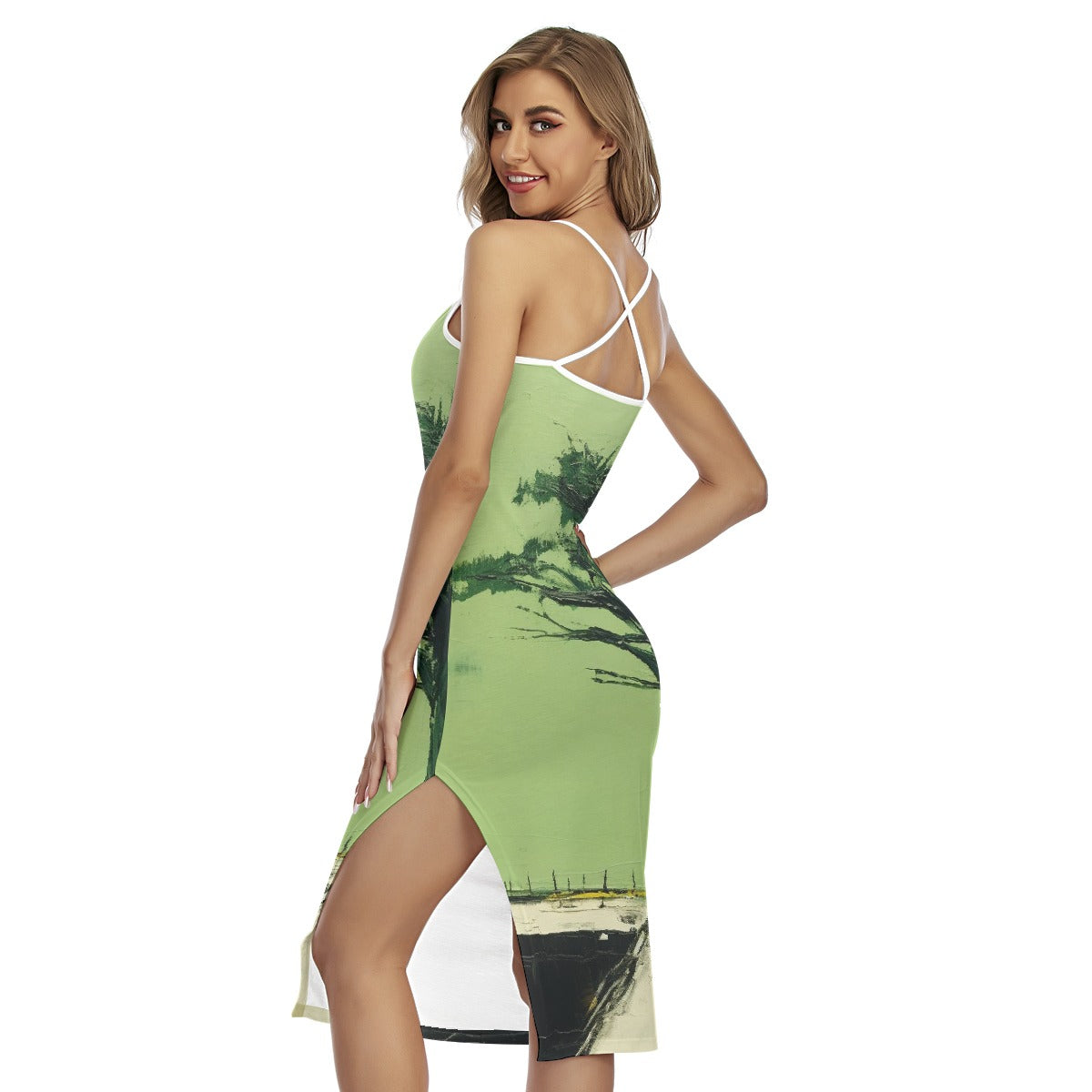 All-Over Print Women's Back Cross Cami Dress