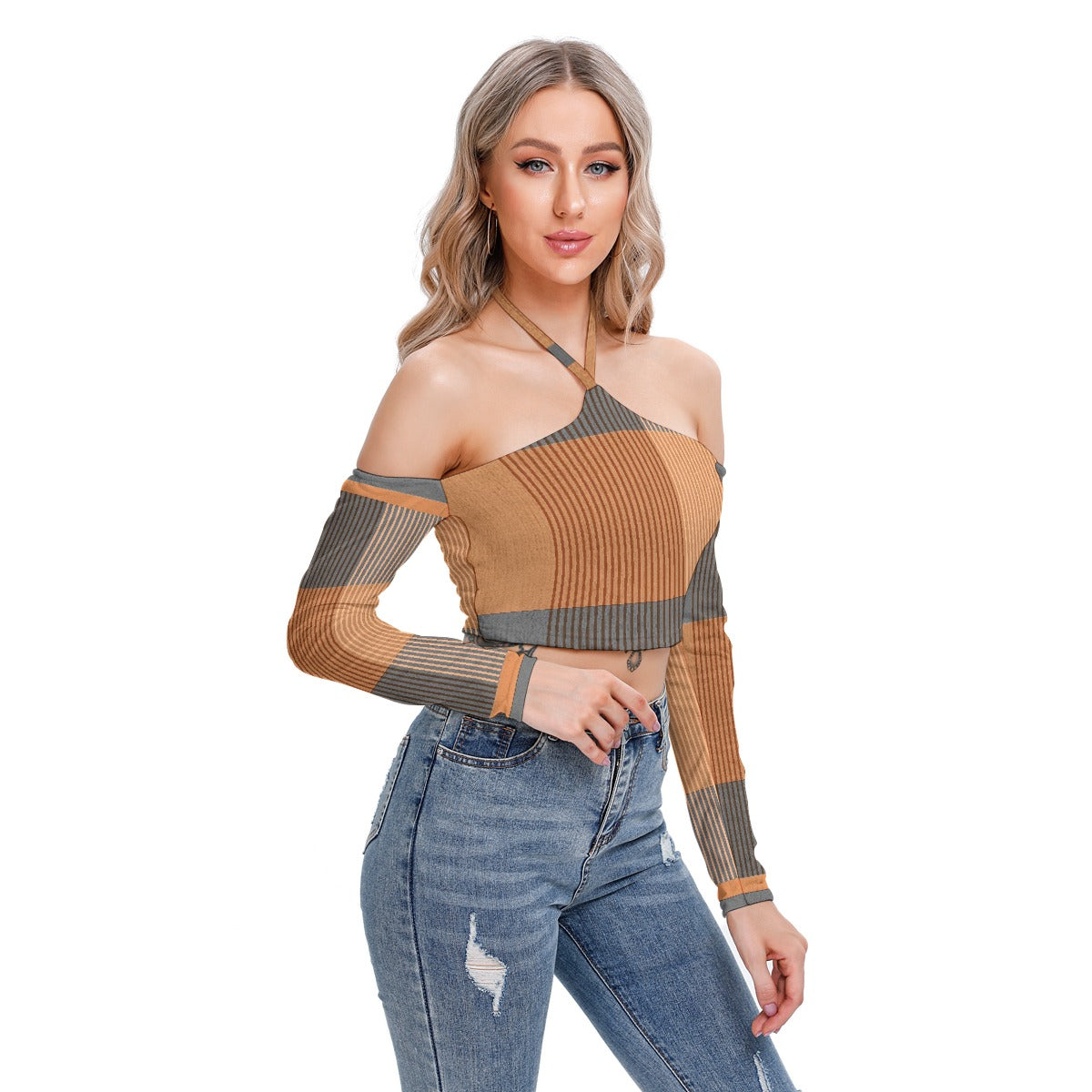 All-Over Print Women's Halter Lace-up Top