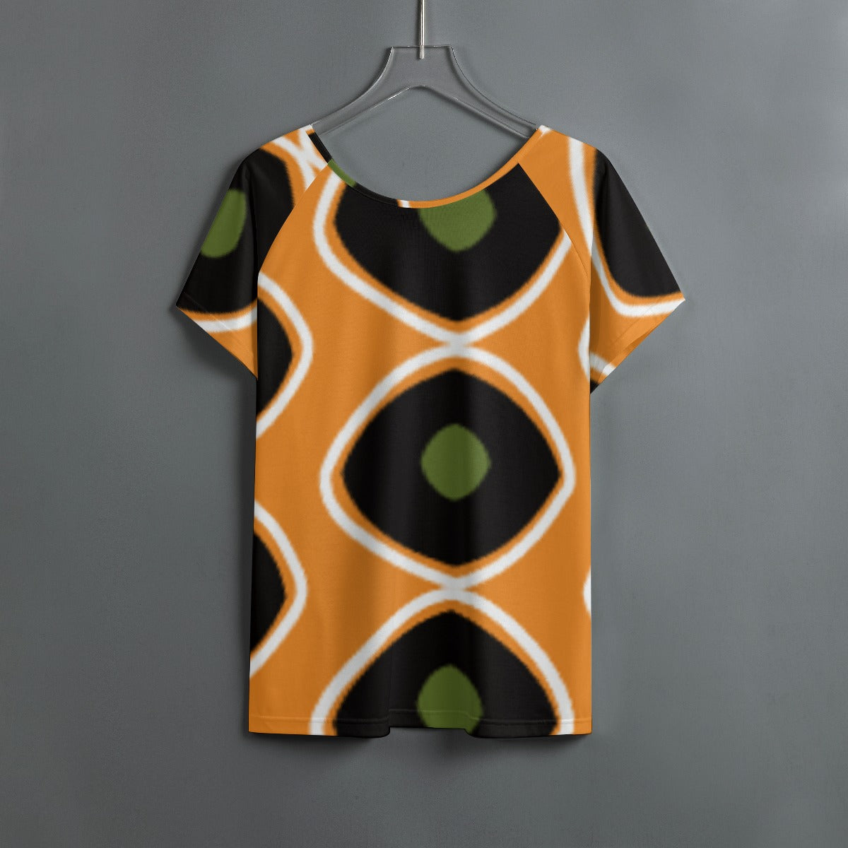 All-Over Print Women's Round Neck T-shirt With Raglan Sleeve