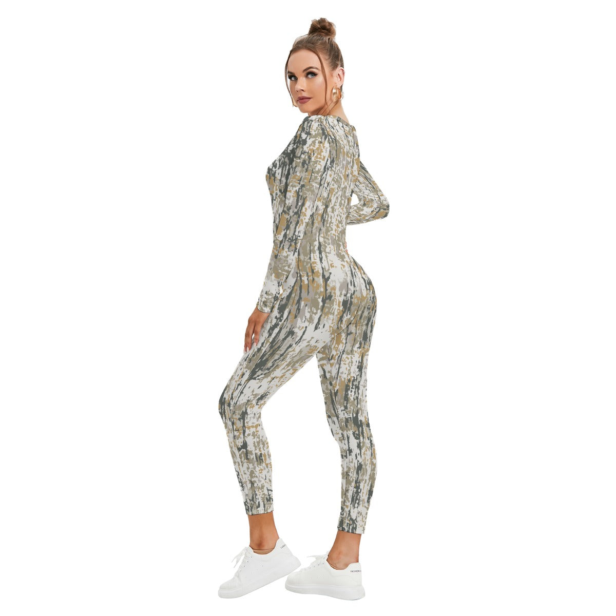 All-Over Print Women's Plunging Neck Jumpsuit