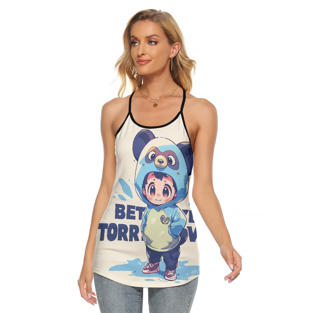 All-Over Print Women's Criss-Cross Open Back Tank Top