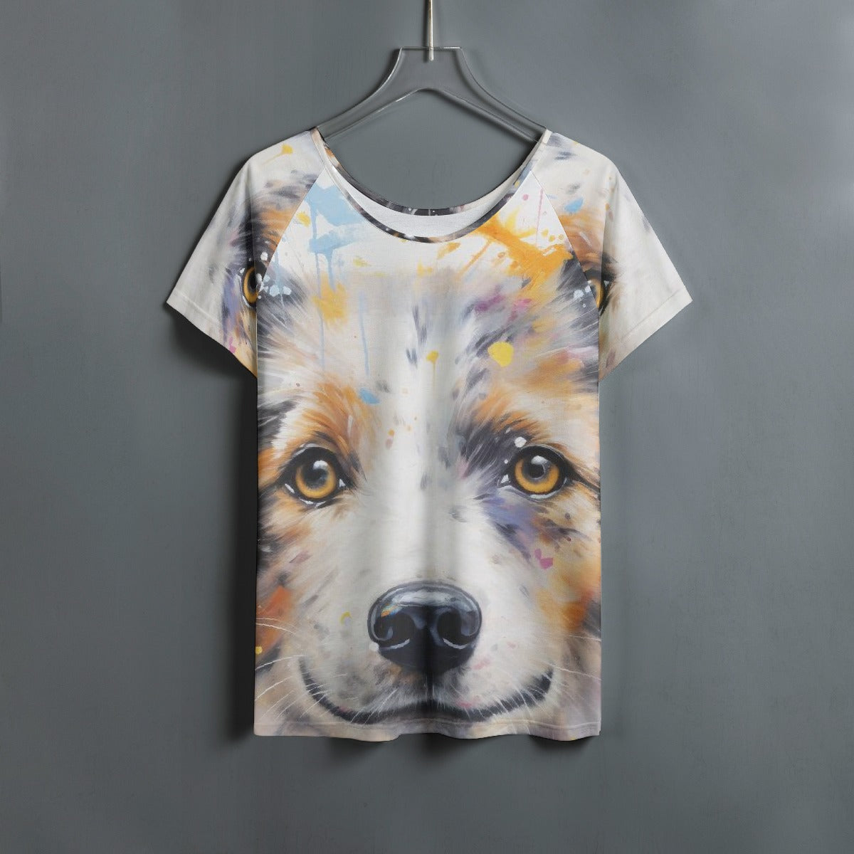 All-Over Print Women's Round Neck T-shirt With Raglan Sleeve