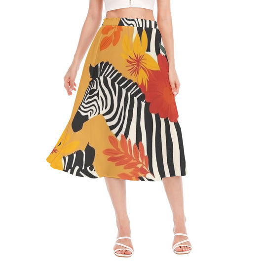 All-Over Print Women's Long Section Chiffon Skirt