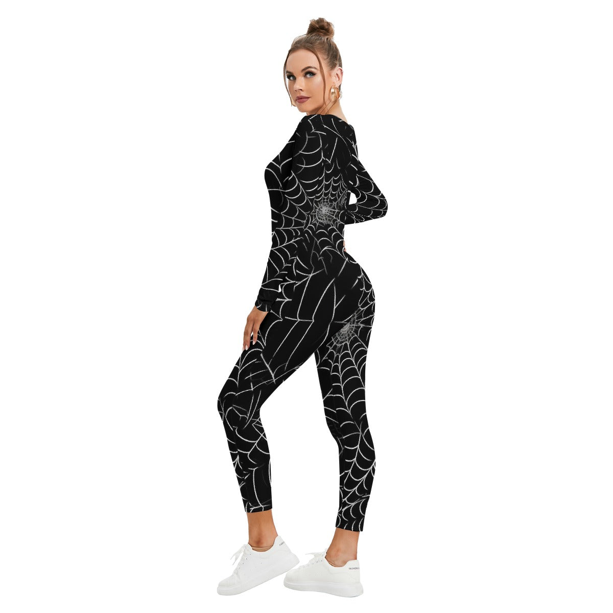 All-Over Print Women's Plunging Neck Jumpsuit