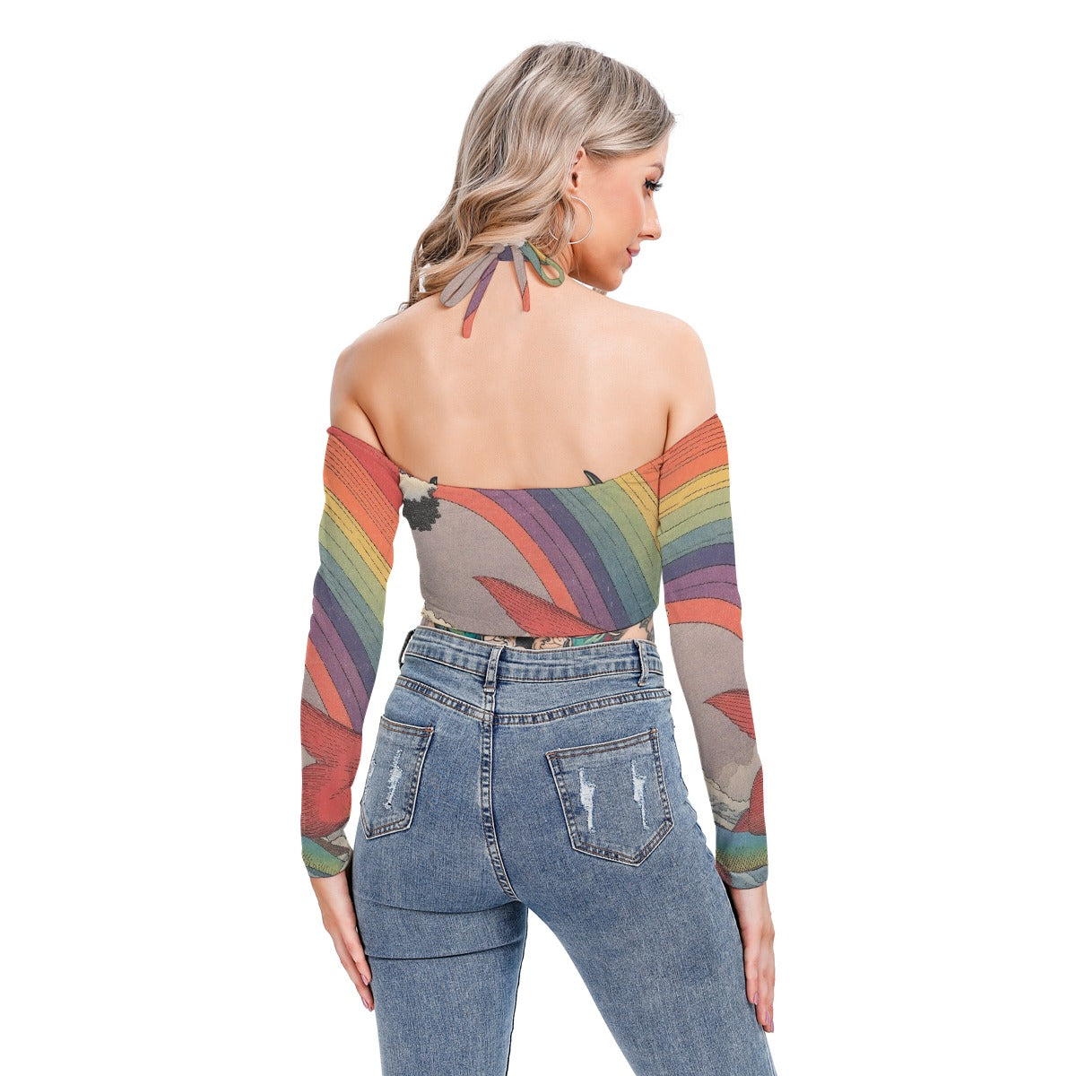 All-Over Print Women's Halter Lace-up Top
