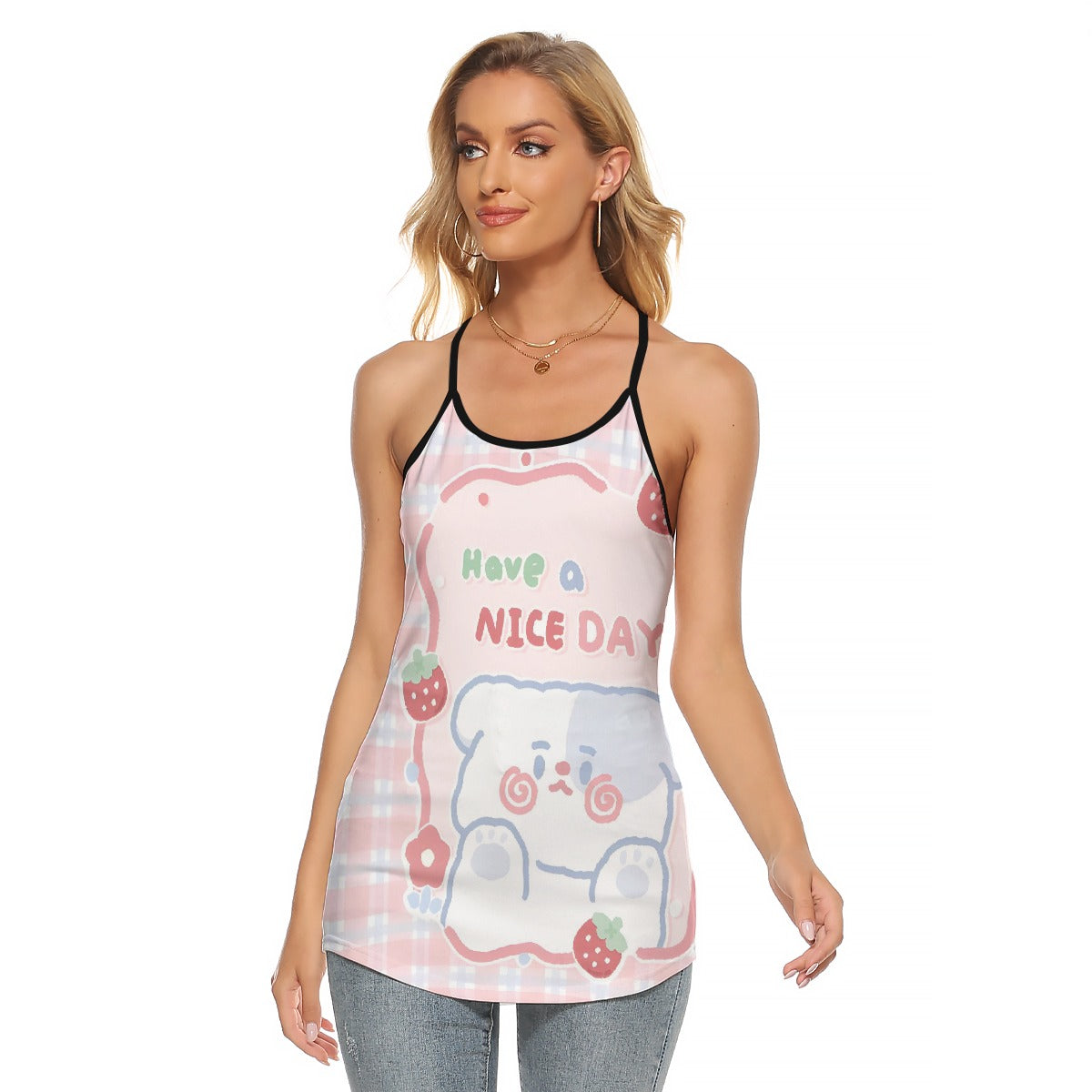 All-Over Print Women's Criss-Cross Open Back Tank Top