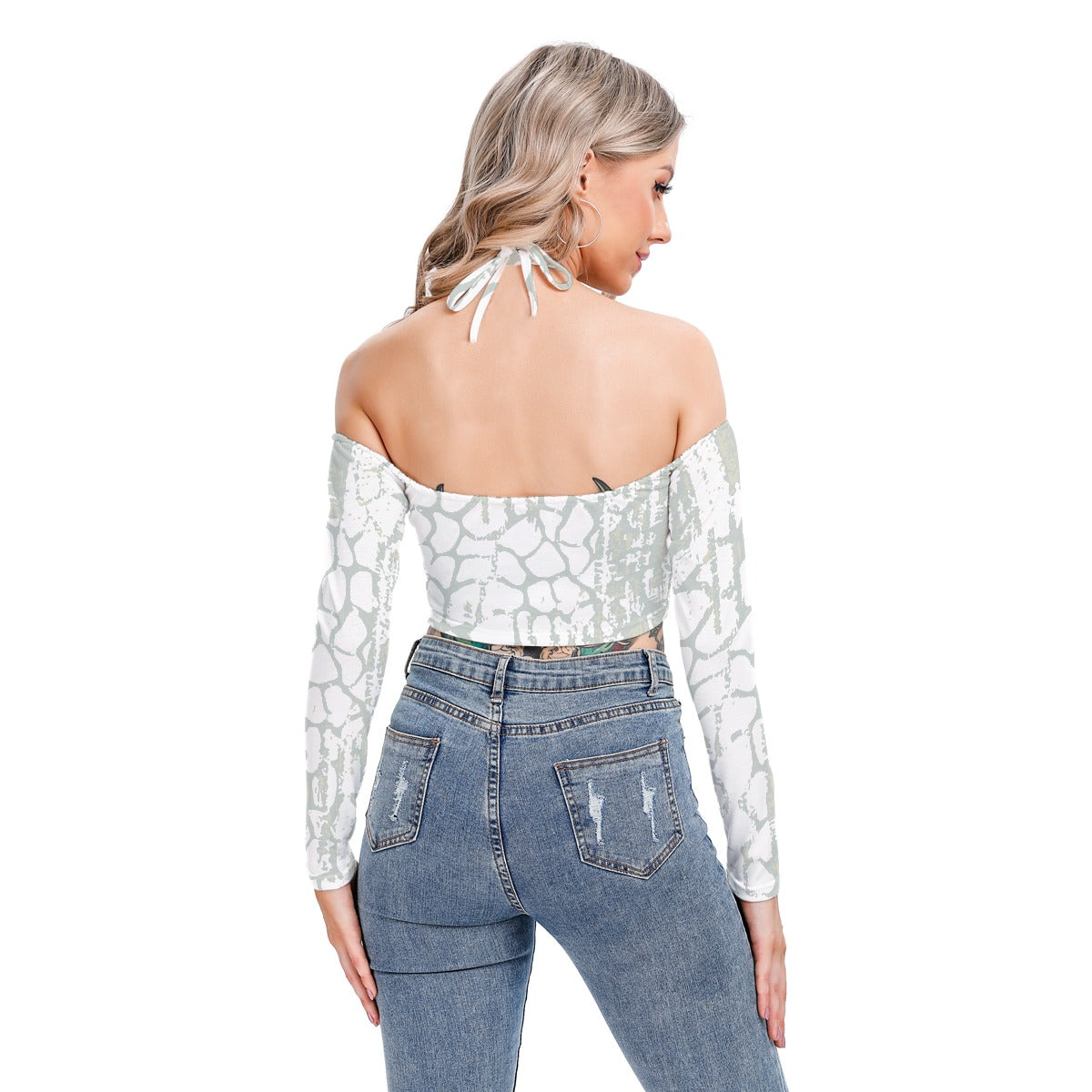 All-Over Print Women's Halter Lace-up Top