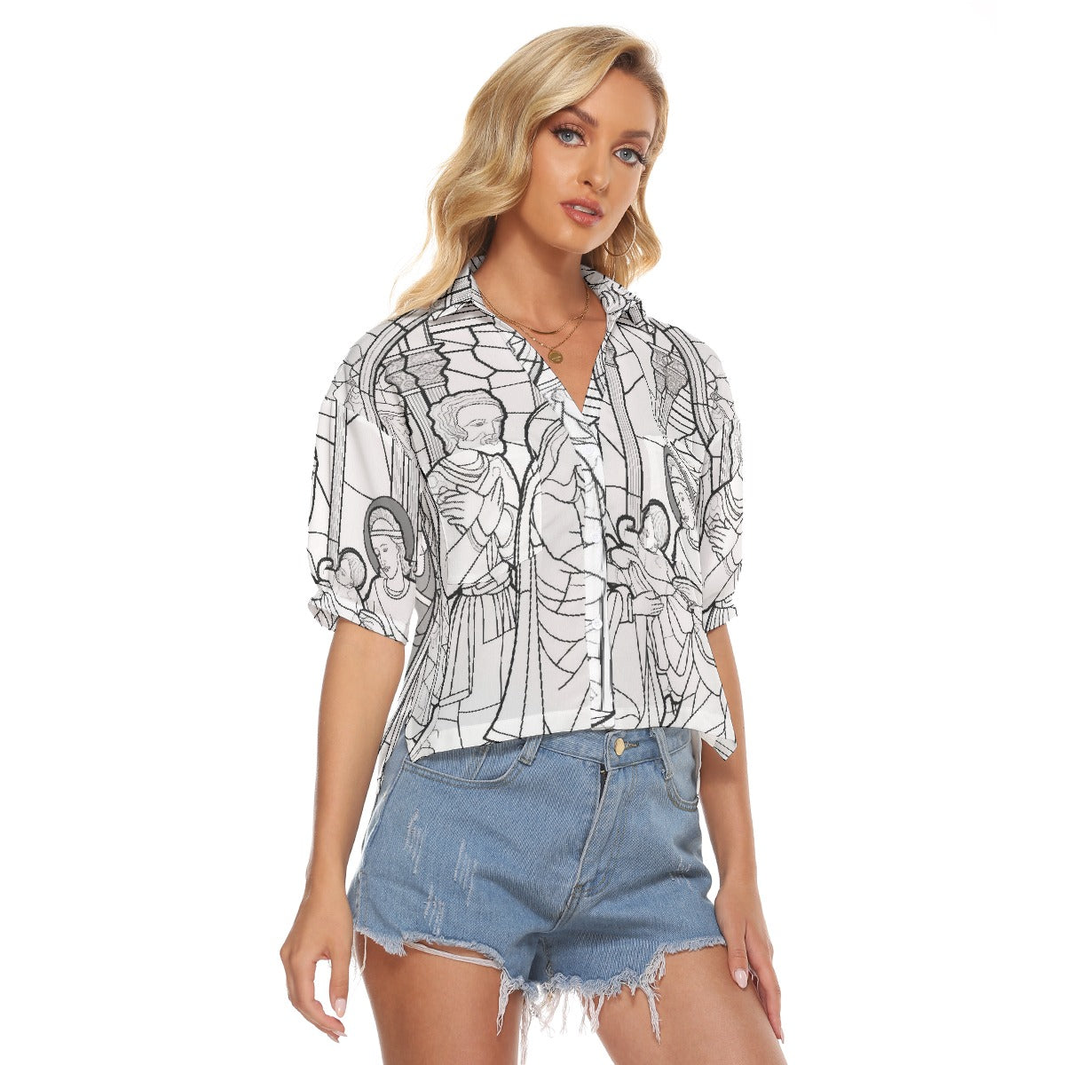 All-Over Print Women's V-neck Shirts