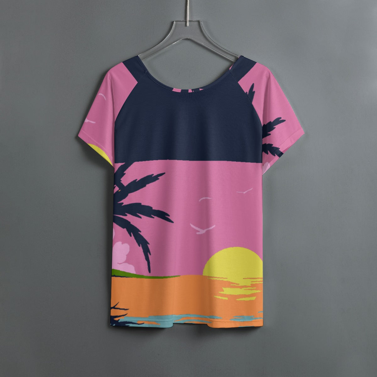All-Over Print Women's Round Neck T-shirt With Raglan Sleeve