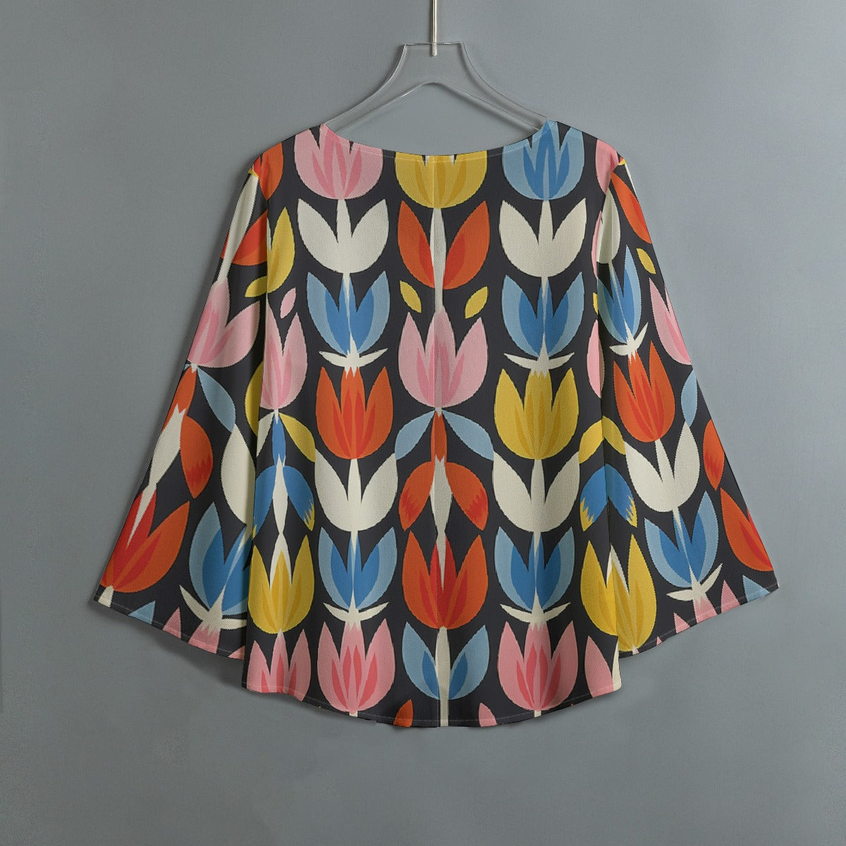 All-Over Print Women's V-neck T-shirt With Irregular Hem