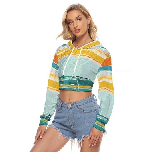 All-Over Print Women's Crop Top Hoodie|Velvet