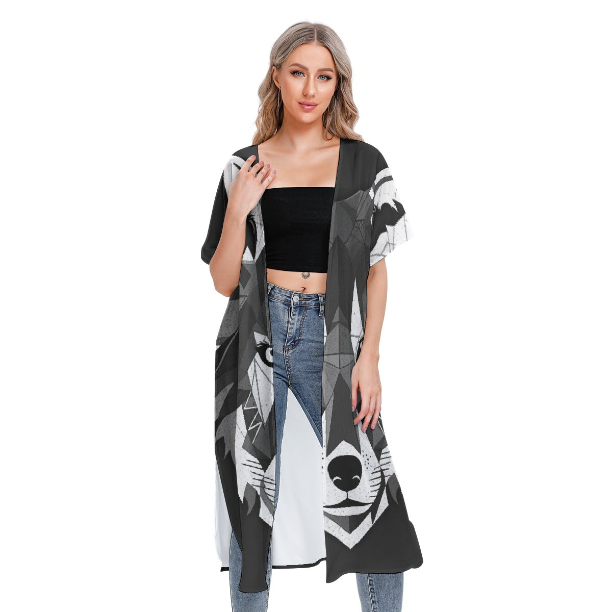 All-Over Print Women's Short Sleeve Cardigan